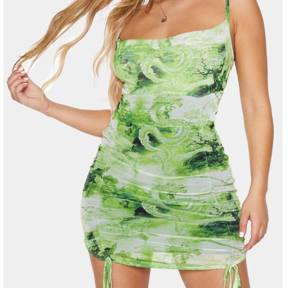PLT Strappy Ruched Bodycon Dress